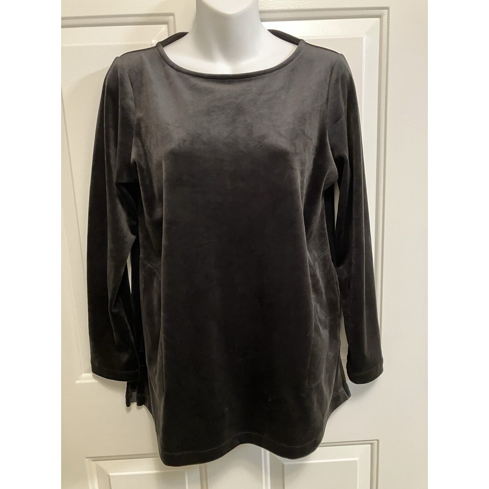 Pure Jill Black‎ Velour Long Sleeve Tunic Shirt Size PS Petite Small